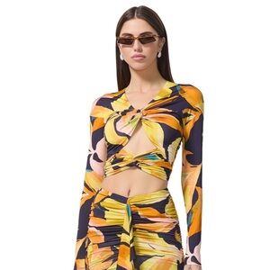 AFRM Whitney Mesh Long Sleeve Twist Front Top